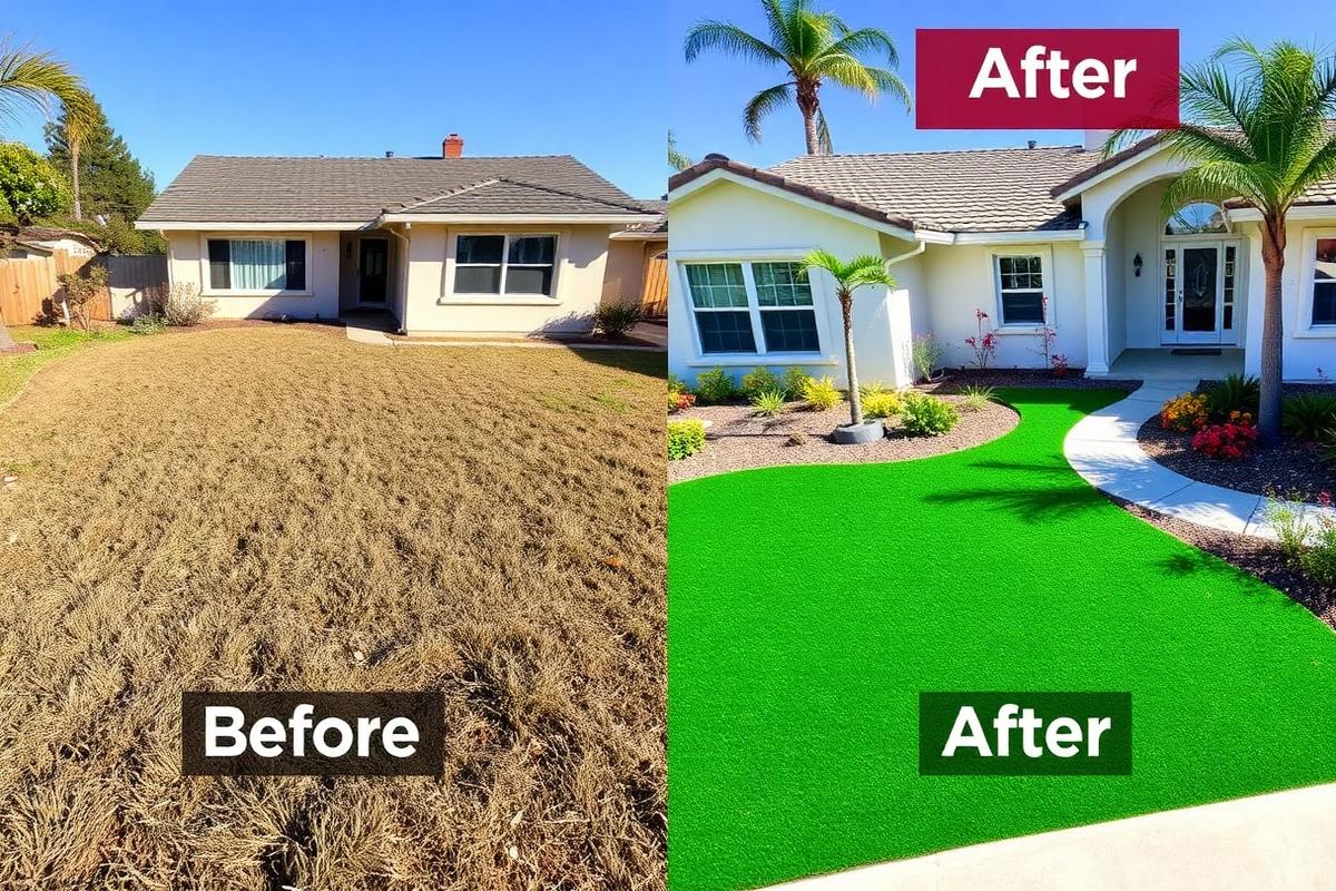 Curb appeal upgrade: before and after artificial turf installation
