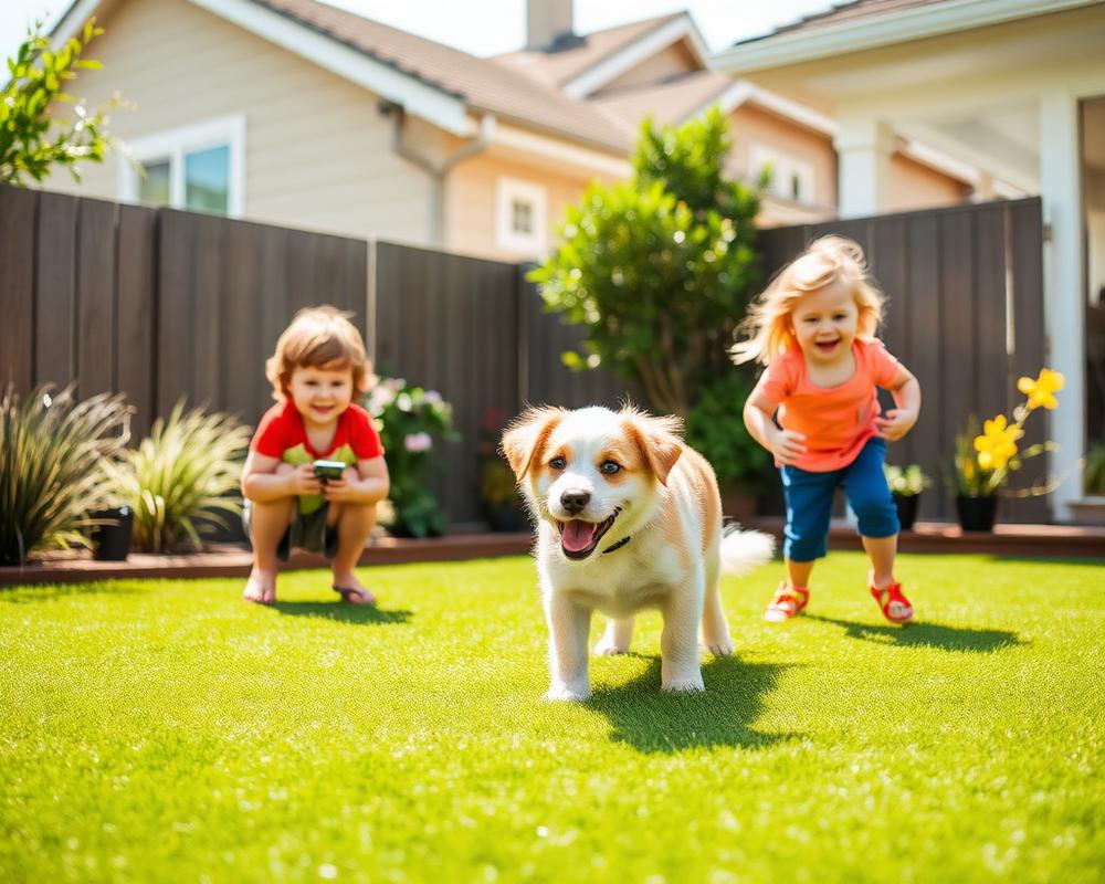 Family backyard lawn